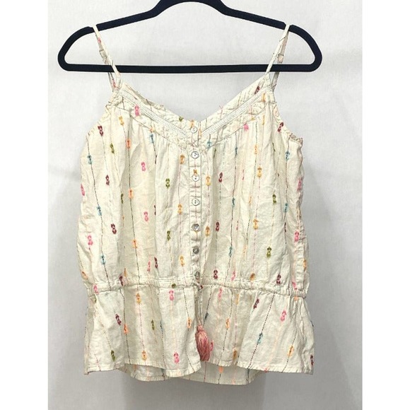 Material Girls Spaghetti Strap Embroidered Tank with Tassel Multicolored - Picture 1 of 3